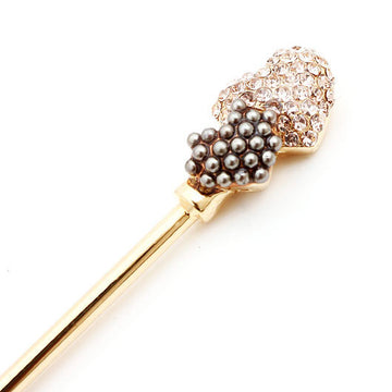 LUX Swarovski Rhinestone and Pearl Hearts Hair Stick Topaz